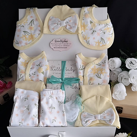 Twin Premature Yellow Floral Baby Hamper